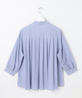 J.PRESS LADIES 【洗える】スパンローン バックプリーツ ブラウス ブルー系