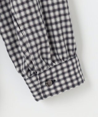 J.PRESS LADIES L 【洗える】ポリエステルヴィスコースブロックチェック バンドカラー ブラウス チャコール×ピンク系