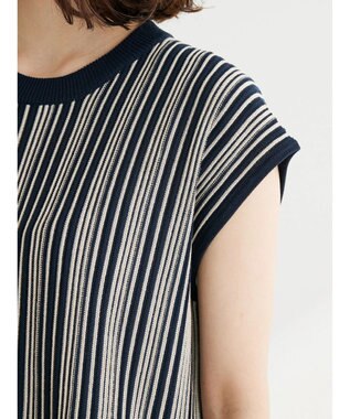 Green Parks ストライプ柄ニットドッキングワンピース Navy