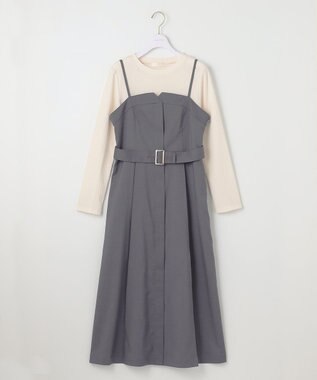 ANY SIS L 【2SET】ビスチェワンピース×シアーラッセルプルオーバーセット グレー系