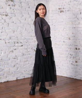 Green Parks ・ＥＬＥＮＣＡＲＥ　ＤＵＥ　ロゴ刺繍ショートスウェッ Charcoal Gray