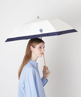 MOONBAT 【WEB限定/遮光率100%/遮熱/UV】POLO RALPH LAUREN（ポロ ラルフローレン）晴雨兼用日傘 ポロベア バイカラー 折りたたみ傘 楽折 オフ×ネイビー