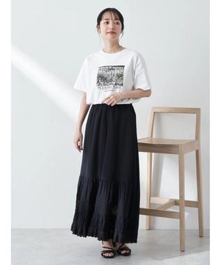 earth music&ecology レースティアードスカート Black