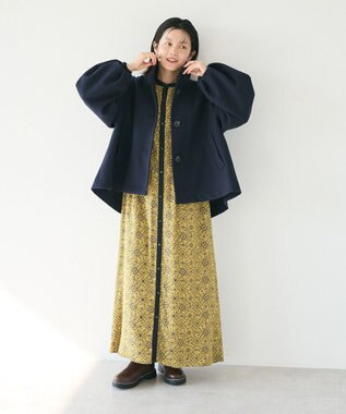 CRAFT STANDARD BOUTIQUE 総柄バイカラーワンピース Yellow