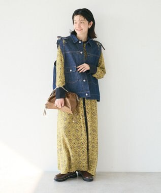 CRAFT STANDARD BOUTIQUE 総柄バイカラーワンピース Yellow