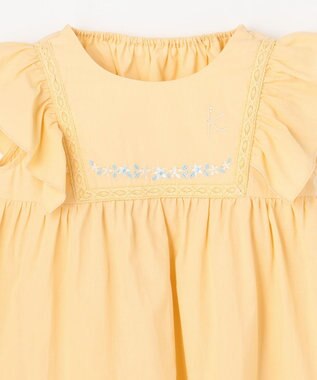 組曲 KIDS 【110-140㎝】 フラワーエンブロイダリーブラウス レモン