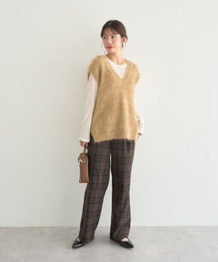 earth music&ecology 【予約】キャットライクヤーンニットベスト キャメル