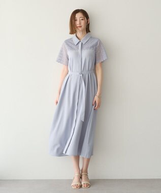 YECCA VECCA レース切替ワンピース Gray Beige