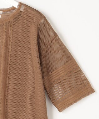 自由区 【洗える・XSサイズあり】レースEDGE Tシャツ＆インナータンクトップセット トップス キャメル系