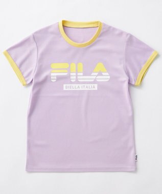 OP／FILA 【FILA】ブランドロゴ半袖リンガーTシャツ ラベンダー