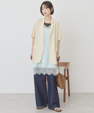 AMERICAN HOLIC 【接触冷感】シアーテーラード半袖ジャケット Ivory