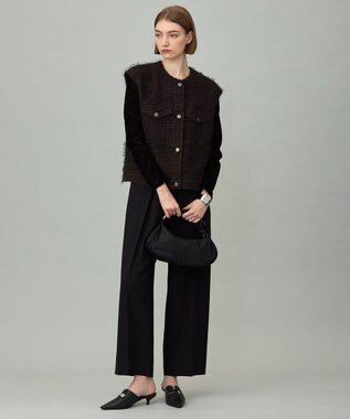 ICB フェザーツイード ベスト ブラウン×ブラック系