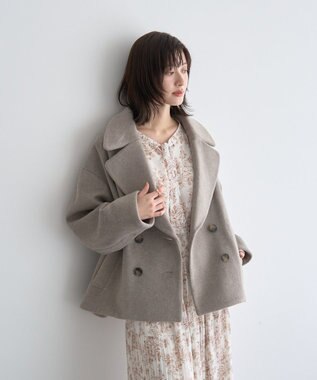 YECCA VECCA ボタニカル柄ボウタイプリーツワンピース Ivory