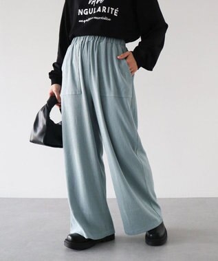 Green Parks 配色ステッチ楊柳イージーパンツ Sax