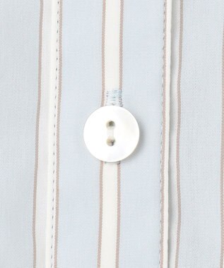 自由区 L 【スタイリストコラボ・洗える】SOMELOSバンドカラー シャツ サックスストライプ