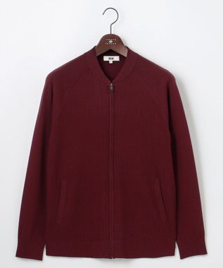 JOSEPH ABBOUD 【チクチクしない/洗える/3シーズン対応】ＳＮＯＷＹボーダー ニットブルゾン ワイン系