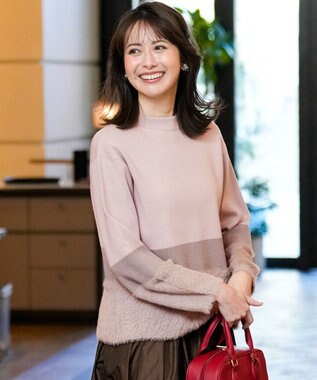 ANY SIS フェザーブロッキング ニット モカ