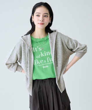 ANY ラミータッチニットパーカー ミックスグレー