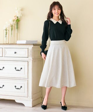 Feroux 【洗える】襟付きニット プルオーバー ブラック系