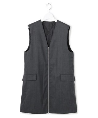 ICB 【洗える・リバーシブル着用可】T/Wツイルキルト リバーシブル パディング ジレ チャコール系