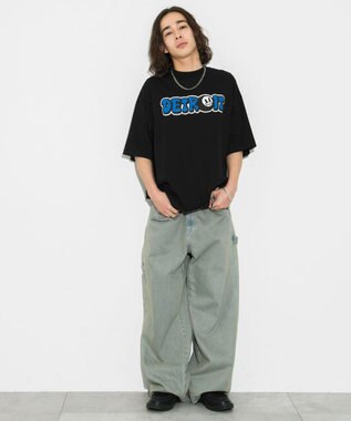 WEGO 【ユニセックス着用ITEM/ネックレス付き】アクセ付きグラフィックT（S） ブラック