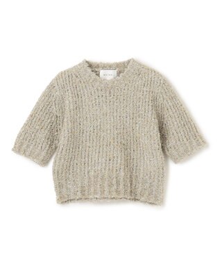 BEIGE， 【洗える・Precious 4月号掲載】TRITOMA / ラメクルーネック半袖ニット Gold