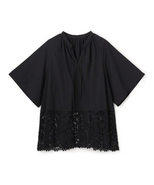 UNFILO レースヘム ギャザーブラウス