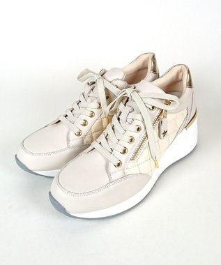 Dominic3 ヒールアップ サイドキルティング ジップスニーカー