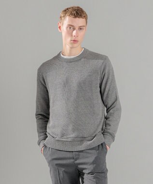 【洗える】ハイツイストコード　クルーネックニット