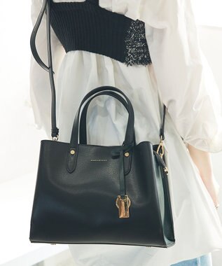 style code 【MERCURYDUO/マーキュリーデュオ】両アオリポケットサイド配色大開き開口 超軽量ハンドバッグ キーチャーム付 ブラック