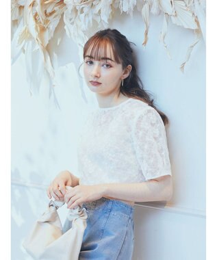 earth music&ecology ＳＥＴ２点　オーガンジー刺繍＋プリーツワンピース Beige