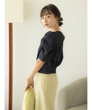 earth music&ecology パワショルスクエアネックプルオーバー Dark Indigo