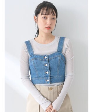 earth music&ecology フロントボタンデニムビスチェ Indigo