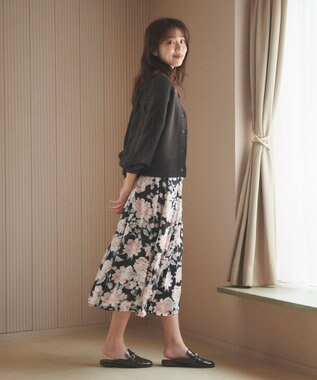 Feroux 【洗える】フラワープリント ワンピース ブラック系9