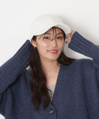 MOONBAT PAUL&JOE ACCESSOIRES(ポール&ジョー)ツイード キャップ 帽子 ネコチャーム付 UVカット