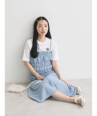 earth music&ecology ２ｗａｙシャーリングキャミワンピース Blue