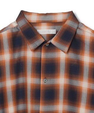 UNFILO MENS 【男女兼用】エアリーシアー オンブレシャツ ブラウンチェック