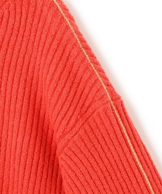 BEIGE， 【洗える】BERTAINA /  配色リンキングタートルネックニット Red Orange×Milk Tea