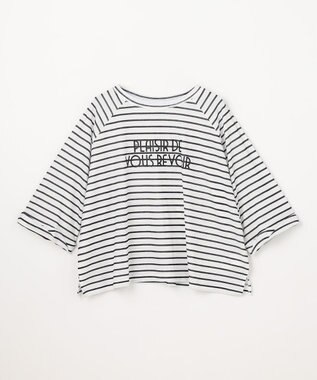 ANY シアークロップドプルオーバー オフ×ブラックボーダー