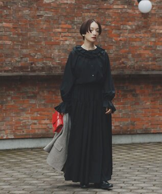 #Newans 【前後着用可能】【高山都さんコラボ】ビッグカラー２WAYブラウス ブラック