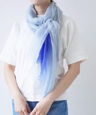 muto Ramie300 バーティカルグラデーション リネンストール ramie300 blue