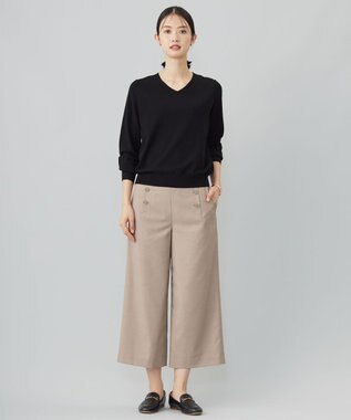 J.PRESS LADIES L 【洗える】T/Rウォッシャブルギャバ マリン パンツ ベージュ系