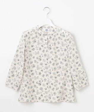 J.PRESS LADIES S 【洗える】ラインフラワープリント ブラウス アイボリー系