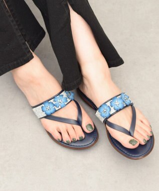 INTER-CHAUSSURES 【ITALIAN SHOEMAKERS】ビジューベルトフラワートングサンダル