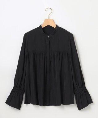 組曲 L 【WEB限定】ギャザーライトデシン ブラウス ブラック系
