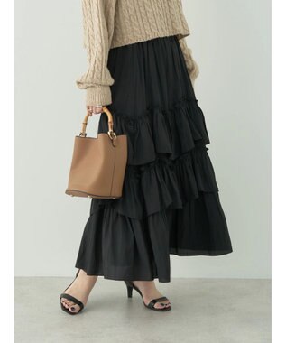 earth music&ecology ランダムティアードボリュームスカート Black