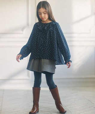 組曲 KIDS 【150-160cm】ラッフルドット ブラウス ネイビー系5