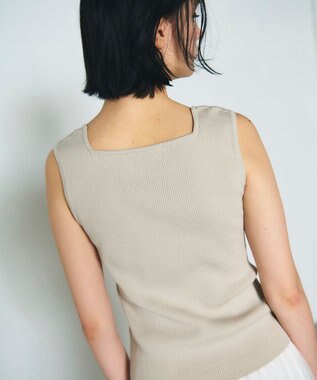 GRACE CONTINENTAL スクエアリブニットトップ グレー