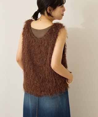 AMERICAN HOLIC 【前後2way】サイドスリットシャギーベスト Brown