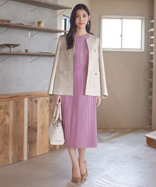 Tiaclasse 【洗える】ワッフルピケジャケット ベージュ